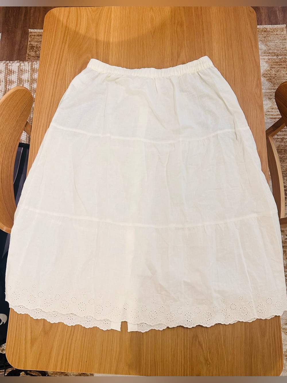 Laura Ashley Cream Button-Front Tiered Midi Skirt Size XL - Picture 4 of 5